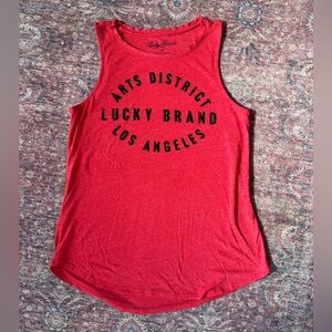 Woman's Lucky Brand Women's Red Sleeveless Graphic Tank Top